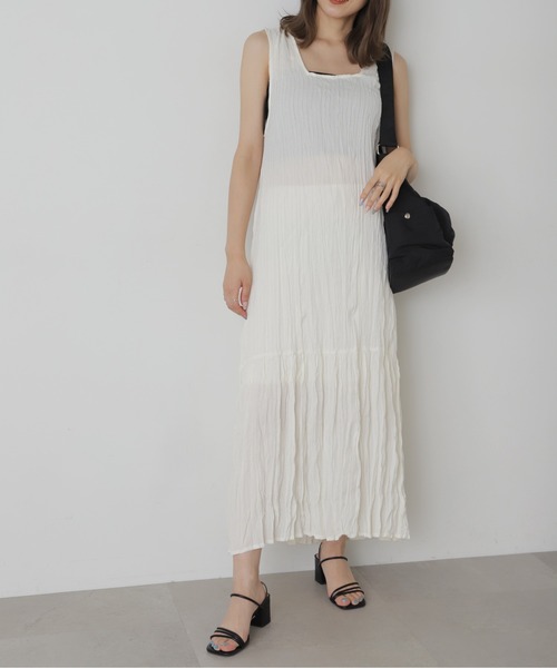 FREE'S MART(フリーズマート)の「◆前後2WAYワッシャーワンピース(ワンピース・レディース・ホワイト/レッド/ライトグリーン・SMALL/MEDIUM)」の1枚目の写真