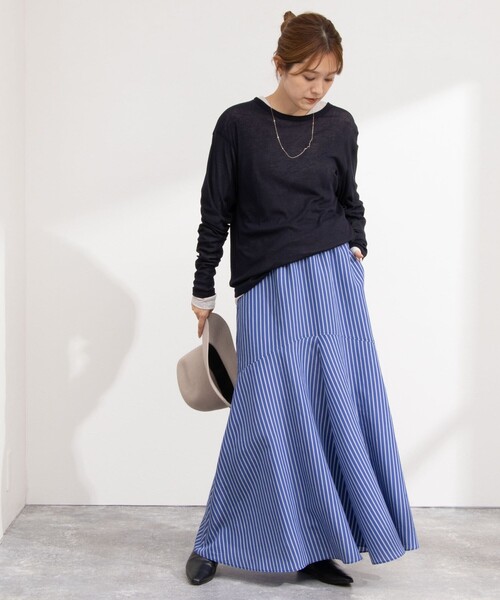 Nina Ricci>>トーナルストライプマーメイドスカート ストライプレースマーメイドスカート