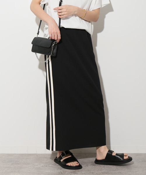 JOURNAL STANDARD relume(ジャーナルスタンダード レリューム)の「《追加》カットジャージーラインスカート(スカート・レディース・ブラック/ライトグレー・FREE)」の1枚目の写真