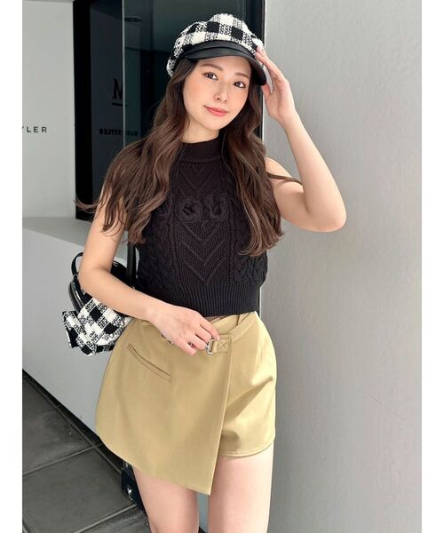 GYDA（ジェイダ）の「Symmetry GYDAラップスカートライクショートパンツ（スカート・レディース・ブラック/キャメル・FREE）」の5枚目の写真