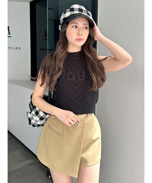 GYDA（ジェイダ）の「Symmetry GYDAラップスカートライクショートパンツ（スカート・レディース・ブラック/キャメル・FREE）」の6枚目の写真