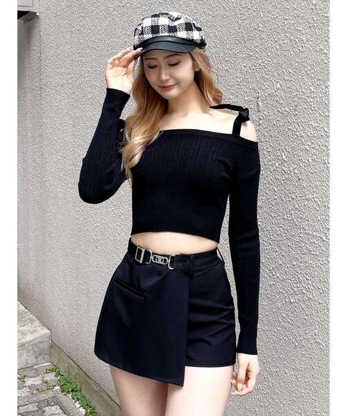 GYDA（ジェイダ）の「Symmetry GYDAラップスカートライクショートパンツ（スカート・レディース・ブラック/キャメル・FREE）」の17枚目の写真