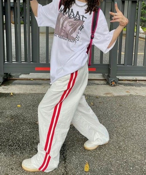 セール】【 MEMECLE / メメクル 】ナイロン サイドラインパンツ