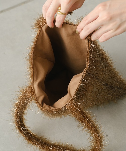 Actually（アクチュアリー）の「ラメシャギーミニトート（トートバッグ・レディース・シルバー/ブラック/ブラウン/パープル・フリー）」の6枚目の写真