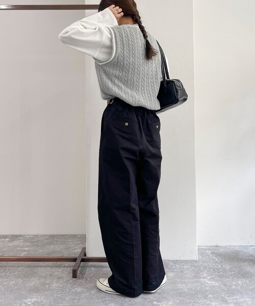 fredy emue（フレディエミュ）の「FR刺繍柄編みニットベスト（ベスト・レディース・ネイビー/オフホワイト/グレー・38）」の18枚目の写真