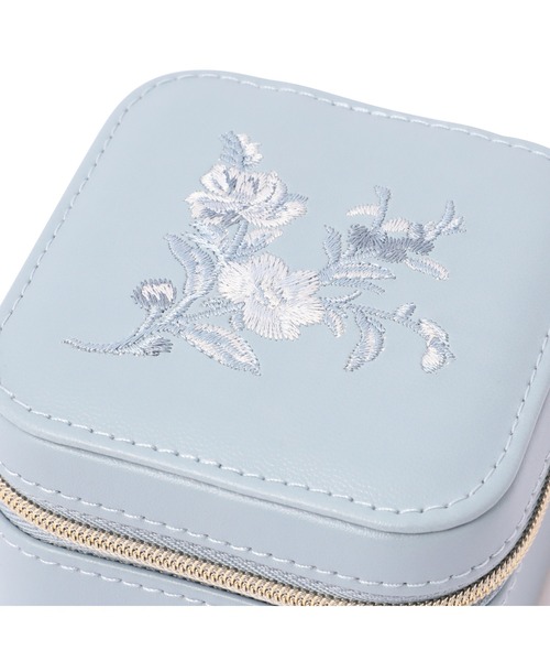 エンブロイダリーフラワー トラベルジュエリーボックス S ブルー（収納