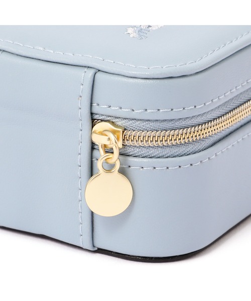 エンブロイダリーフラワー トラベルジュエリーボックス S ブルー