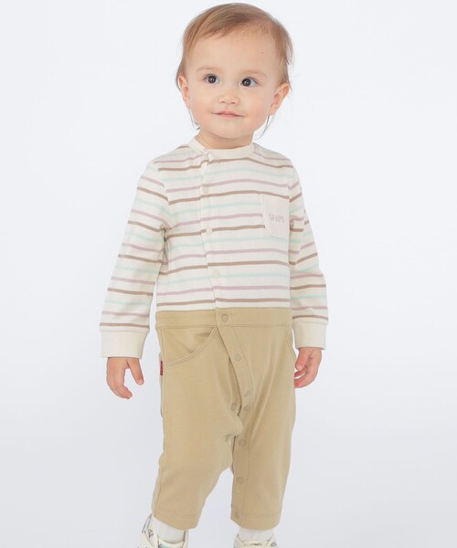 【セール】SHIPS KIDS:70～80cm / オーガニック コットン ボーダー ロンパース（ロンパース）｜SHIPS（シップス）