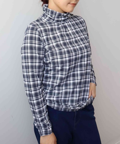 MB mint breeze(エムビーミントブリーズ)の「【L~6L 大きいサイズ】【吸湿・発熱】天竺タートルネックTシャツ(Tシャツ/カットソー・レディース・ネイビー/グレー/ブルー/ブラック/クリーム・L/LL/3L/4L/5L/6L)」の1枚目の写真