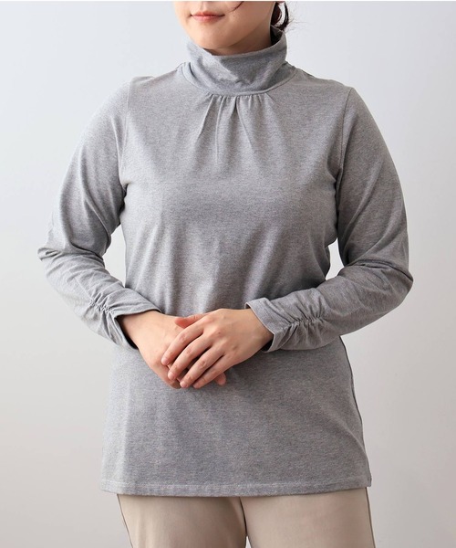 MB mint breeze(エムビーミントブリーズ)の「【L~6L 大きいサイズ】【吸湿・発熱】天竺タートルネックTシャツ(Tシャツ/カットソー・レディース・ネイビー/グレー/ブルー/ブラック/クリーム・L/LL/3L/4L/5L/6L)」の3枚目の写真