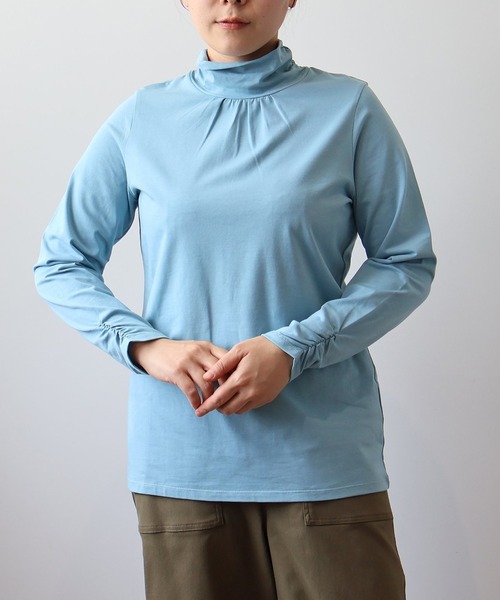 MB mint breeze(エムビーミントブリーズ)の「【L~6L 大きいサイズ】【吸湿・発熱】天竺タートルネックTシャツ(Tシャツ/カットソー・レディース・ネイビー/グレー/ブルー/ブラック/クリーム・L/LL/3L/4L/5L/6L)」の5枚目の写真