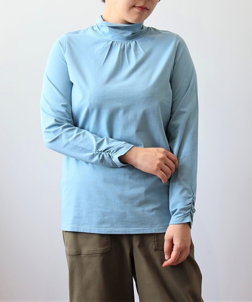 MB mint breeze(エムビーミントブリーズ)の「【L~6L 大きいサイズ】【吸湿・発熱】天竺タートルネックTシャツ(Tシャツ/カットソー・レディース・ネイビー/グレー/ブルー/ブラック/クリーム・L/LL/3L/4L/5L/6L)」の6枚目の写真