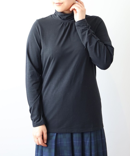 MB mint breeze(エムビーミントブリーズ)の「【L~6L 大きいサイズ】【吸湿・発熱】天竺タートルネックTシャツ(Tシャツ/カットソー・レディース・ネイビー/グレー/ブルー/ブラック/クリーム・L/LL/3L/4L/5L/6L)」の8枚目の写真