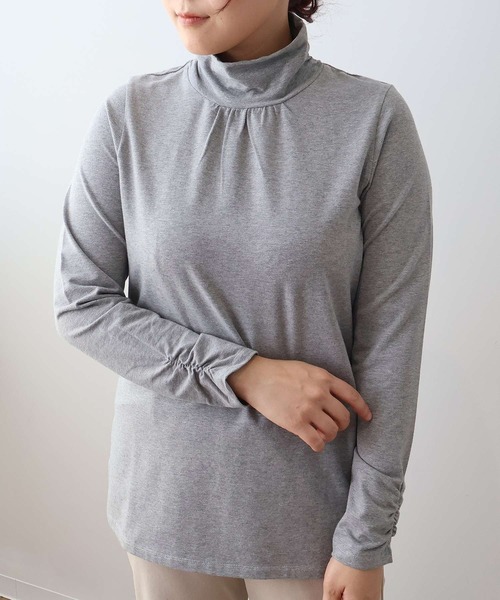 MB mint breeze(エムビーミントブリーズ)の「【L~6L 大きいサイズ】【吸湿・発熱】天竺タートルネックTシャツ(Tシャツ/カットソー・レディース・ネイビー/グレー/ブルー/ブラック/クリーム・L/LL/3L/4L/5L/6L)」の10枚目の写真