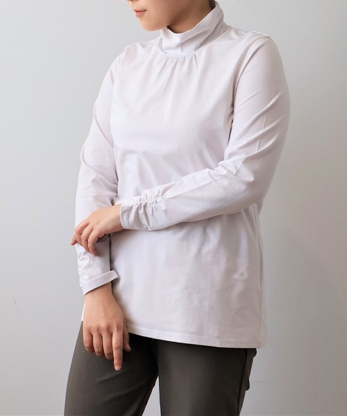 MB mint breeze(エムビーミントブリーズ)の「【L~6L 大きいサイズ】【吸湿・発熱】天竺タートルネックTシャツ(Tシャツ/カットソー・レディース・ネイビー/グレー/ブルー/ブラック/クリーム・L/LL/3L/4L/5L/6L)」の12枚目の写真