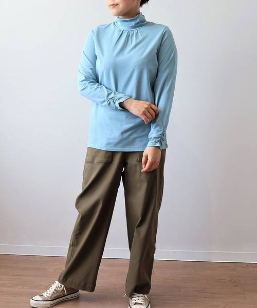 MB mint breeze(エムビーミントブリーズ)の「【L~6L 大きいサイズ】【吸湿・発熱】天竺タートルネックTシャツ(Tシャツ/カットソー・レディース・ネイビー/グレー/ブルー/ブラック/クリーム・L/LL/3L/4L/5L/6L)」の16枚目の写真