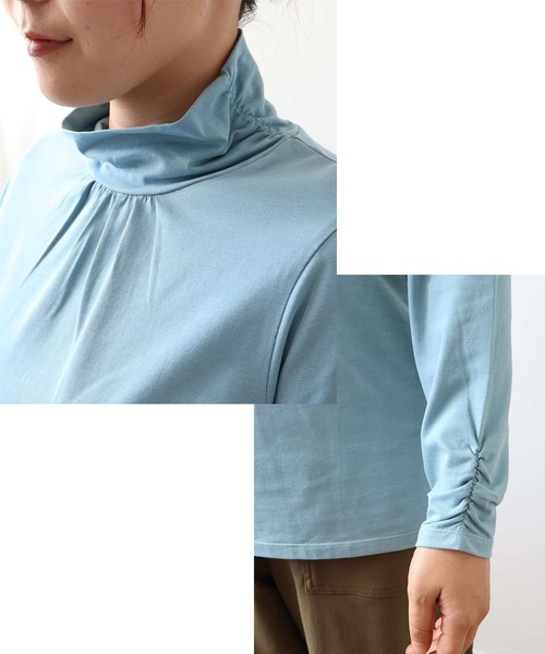 MB mint breeze(エムビーミントブリーズ)の「【L~6L 大きいサイズ】【吸湿・発熱】天竺タートルネックTシャツ(Tシャツ/カットソー・レディース・ネイビー/グレー/ブルー/ブラック/クリーム・L/LL/3L/4L/5L/6L)」の18枚目の写真