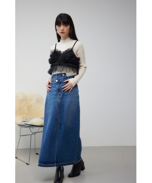 AZUL by moussy(アズールバイマウジー)の「チュールフリルビスチェ(キャミソール・レディース・グレー/ダークブルー/ブラック・FREE)」の6枚目の写真