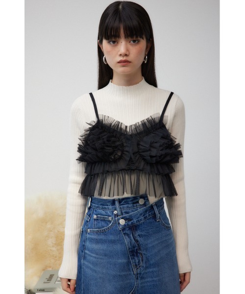 AZUL by moussy(アズールバイマウジー)の「チュールフリルビスチェ(キャミソール・レディース・グレー/ダークブルー/ブラック・FREE)」の7枚目の写真