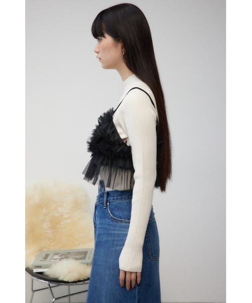 AZUL by moussy(アズールバイマウジー)の「チュールフリルビスチェ(キャミソール・レディース・グレー/ダークブルー/ブラック・FREE)」の8枚目の写真