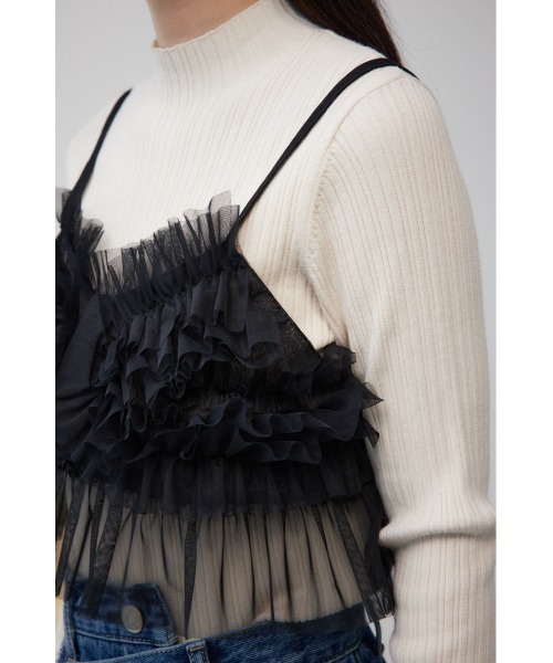 AZUL by moussy(アズールバイマウジー)の「チュールフリルビスチェ(キャミソール・レディース・グレー/ダークブルー/ブラック・FREE)」の12枚目の写真