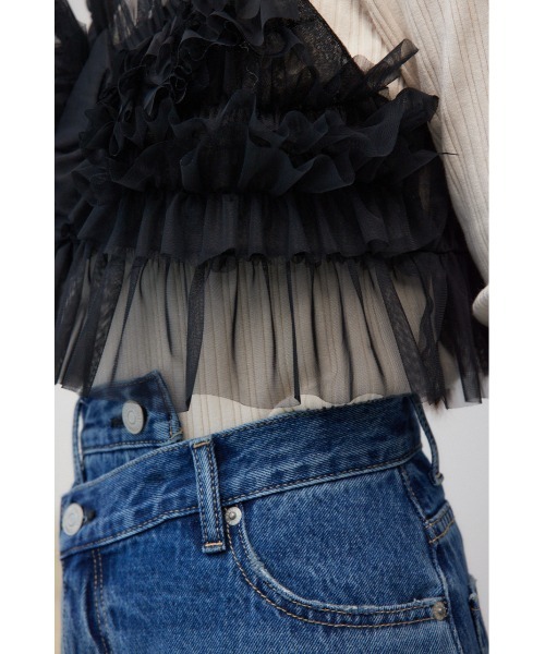 AZUL by moussy(アズールバイマウジー)の「チュールフリルビスチェ(キャミソール・レディース・グレー/ダークブルー/ブラック・FREE)」の13枚目の写真