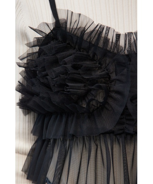 AZUL by moussy(アズールバイマウジー)の「チュールフリルビスチェ(キャミソール・レディース・グレー/ダークブルー/ブラック・FREE)」の14枚目の写真