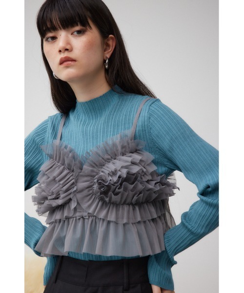 AZUL by moussy(アズールバイマウジー)の「チュールフリルビスチェ(キャミソール・レディース・グレー/ダークブルー/ブラック・FREE)」の15枚目の写真