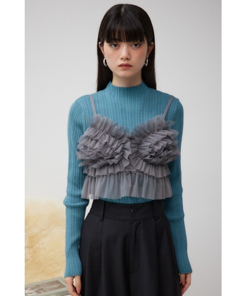AZUL by moussy(アズールバイマウジー)の「チュールフリルビスチェ(キャミソール・レディース・グレー/ダークブルー/ブラック・FREE)」の18枚目の写真