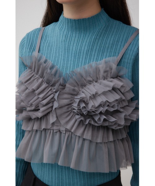 AZUL by moussy(アズールバイマウジー)の「チュールフリルビスチェ(キャミソール・レディース・グレー/ダークブルー/ブラック・FREE)」の21枚目の写真