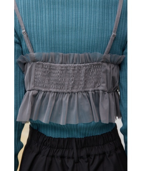 AZUL by moussy(アズールバイマウジー)の「チュールフリルビスチェ(キャミソール・レディース・グレー/ダークブルー/ブラック・FREE)」の22枚目の写真