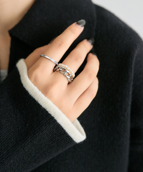 ear PAPILLONNER（イアパピヨネ）の「《3点セット/金属アレルギー対応》ステンレス3連ミックスリング（リング・レディース・ゴールド/シルバー・FREE）」の21枚目の写真