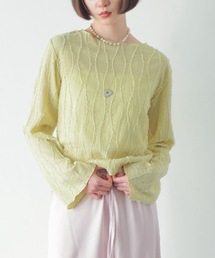 PURE BRIGHT | シャギージャガードフレアスリーブトップス(その他トップス)