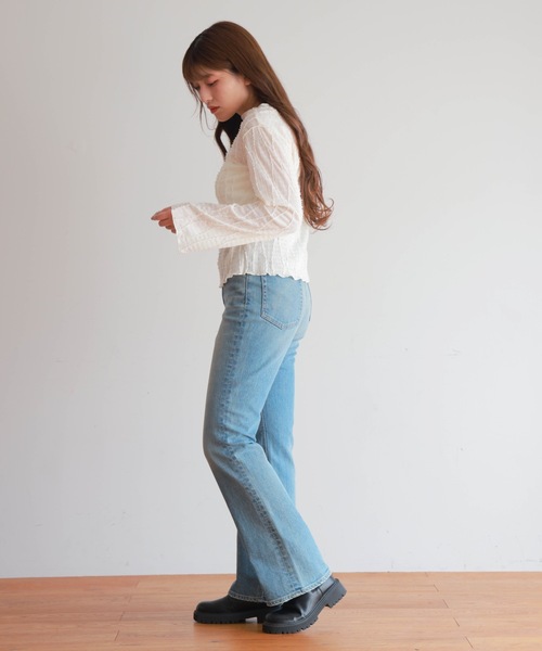 PURE BRIGHT（ピュアブライト）の「シャギージャガードフレアスリーブトップス（その他トップス・レディース・アイボリー/ライトグリーン・FREE）」の8枚目の写真