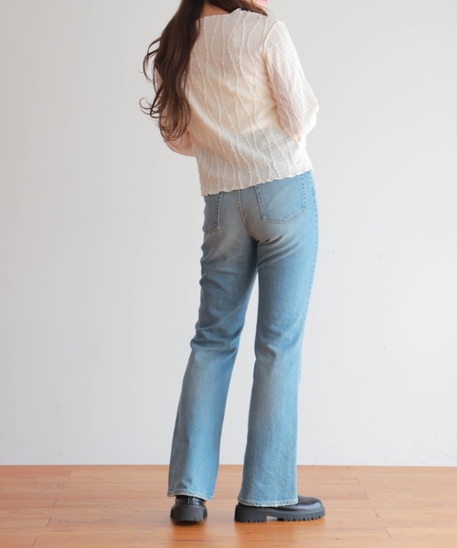 PURE BRIGHT（ピュアブライト）の「シャギージャガードフレアスリーブトップス（その他トップス・レディース・アイボリー/ライトグリーン・FREE）」の9枚目の写真