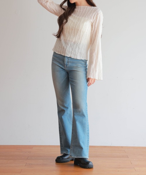 PURE BRIGHT（ピュアブライト）の「シャギージャガードフレアスリーブトップス（その他トップス・レディース・アイボリー/ライトグリーン・FREE）」の10枚目の写真