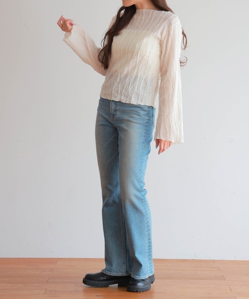 PURE BRIGHT（ピュアブライト）の「シャギージャガードフレアスリーブトップス（その他トップス・レディース・アイボリー/ライトグリーン・FREE）」の11枚目の写真