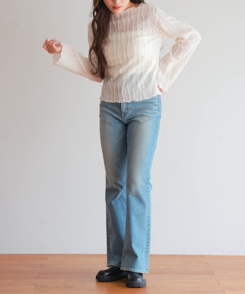 PURE BRIGHT（ピュアブライト）の「シャギージャガードフレアスリーブトップス（その他トップス・レディース・アイボリー/ライトグリーン・FREE）」の12枚目の写真