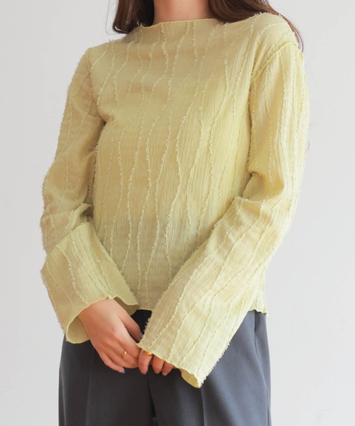 PURE BRIGHT（ピュアブライト）の「シャギージャガードフレアスリーブトップス（その他トップス・レディース・アイボリー/ライトグリーン・FREE）」の14枚目の写真