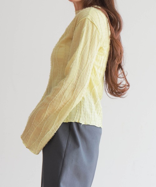 PURE BRIGHT（ピュアブライト）の「シャギージャガードフレアスリーブトップス（その他トップス・レディース・アイボリー/ライトグリーン・FREE）」の15枚目の写真