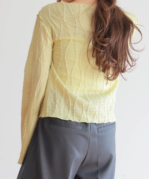 PURE BRIGHT（ピュアブライト）の「シャギージャガードフレアスリーブトップス（その他トップス・レディース・アイボリー/ライトグリーン・FREE）」の16枚目の写真