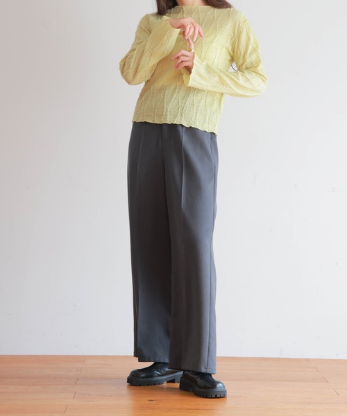 PURE BRIGHT（ピュアブライト）の「シャギージャガードフレアスリーブトップス（その他トップス・レディース・アイボリー/ライトグリーン・FREE）」の21枚目の写真