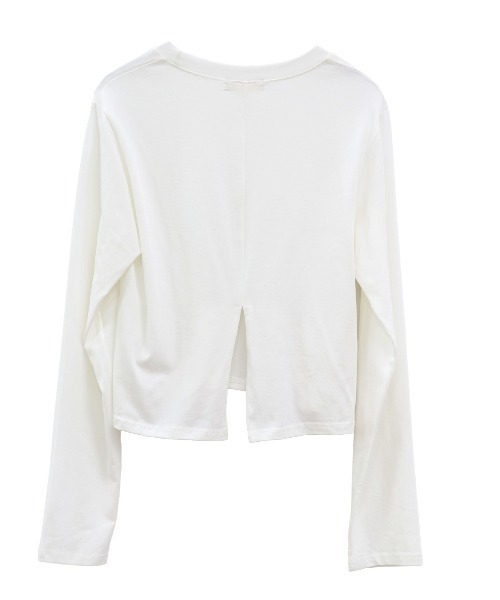 ISOOK(アイスー)の「バックスリットロンT (chiica select) / シンプル 無地 ショート丈 クロップド丈 長袖 バックデザイン(Tシャツ/カットソー・レディース・グレー/ホワイト・FREE)」の10枚目の写真