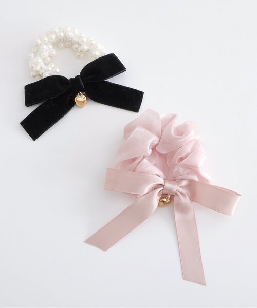 apres les cours（アプレレクール）の「リボンシュシュ（シュシュ・キッズ・ピンク/ブラック・FREE）」の3枚目の写真