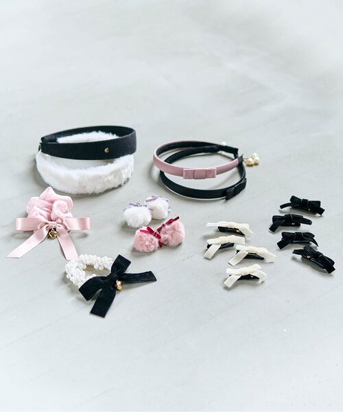 apres les cours（アプレレクール）の「リボンシュシュ（シュシュ・キッズ・ピンク/ブラック・FREE）」の5枚目の写真