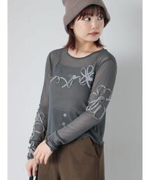 ehka sopo | 花テープカットソー(Tシャツ/カットソー)