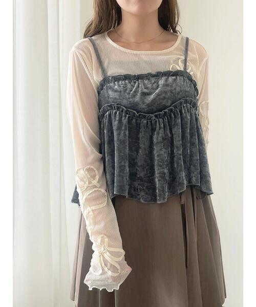 ehka sopo（エヘカソポ）の「花テープカットソー（Tシャツ/カットソー・レディース・ダークオレンジ/ブラック/グレー/キナリ・F）」の8枚目の写真