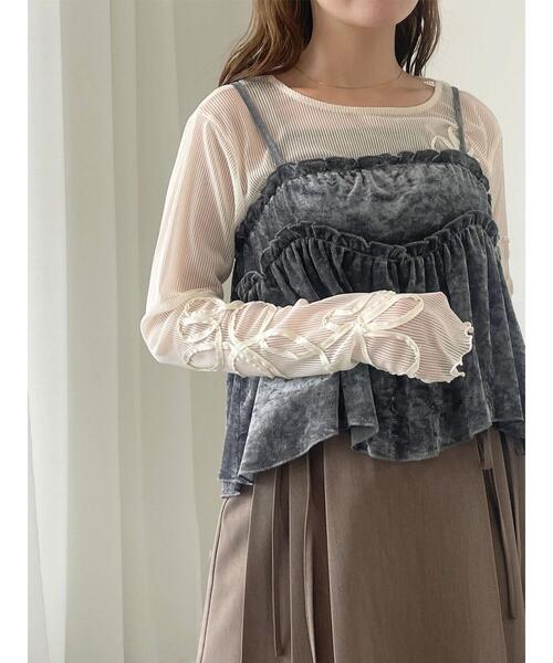 ehka sopo（エヘカソポ）の「花テープカットソー（Tシャツ/カットソー・レディース・ダークオレンジ/ブラック/グレー/キナリ・F）」の9枚目の写真