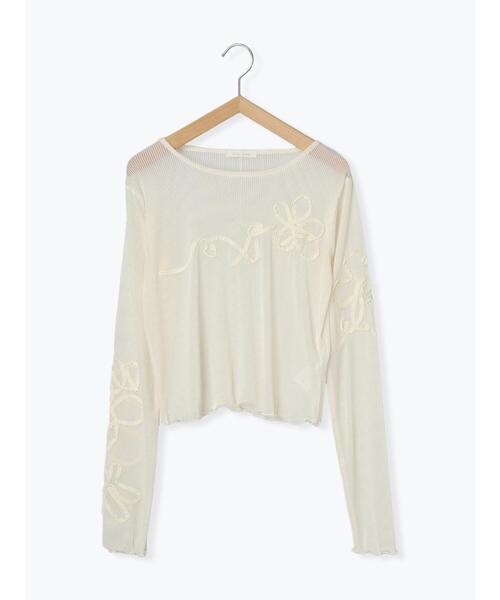 ehka sopo（エヘカソポ）の「花テープカットソー（Tシャツ/カットソー・レディース・ダークオレンジ/ブラック/グレー/キナリ・F）」の13枚目の写真