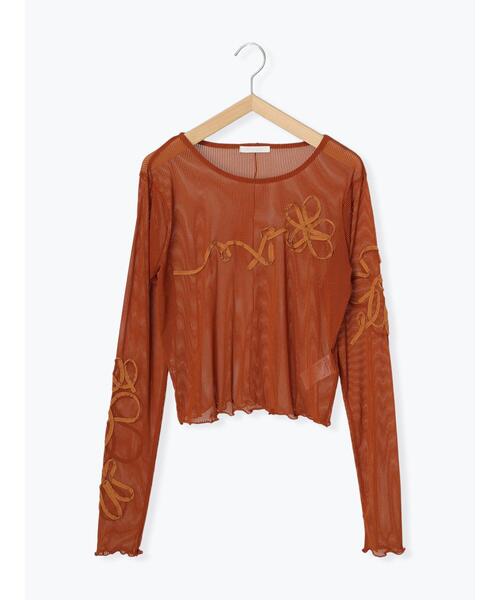 ehka sopo（エヘカソポ）の「花テープカットソー（Tシャツ/カットソー・レディース・ダークオレンジ/ブラック/グレー/キナリ・F）」の15枚目の写真